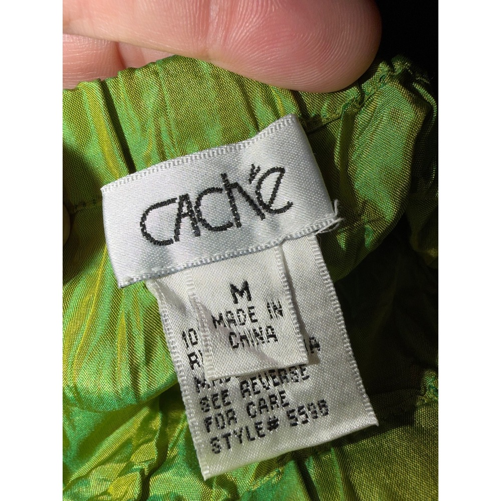 Vintage Cache 100% Silk Y2K Crinkle Maxi Skirt Fairy Forest Whimsigoth Tiered M - Picture 6 of 7